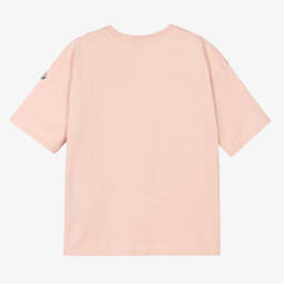 Moncler Enfant-Teen Girls Pink Watercolour Logo Cotton T-Shirt | Childrensalon