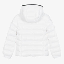 Moncler Enfant-جاكيت بافر تينز بناتي مبطن لون أبيض | Childrensalon