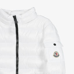 Moncler Enfant-جاكيت بافر تينز بناتي مبطن لون أبيض | Childrensalon