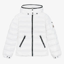 Moncler Enfant-جاكيت بافر تينز بناتي مبطن لون أبيض | Childrensalon