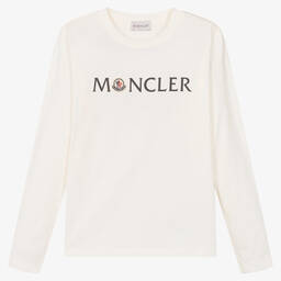 Moncler Enfant-توب قطن جيرسي لون عاجي تينز | Childrensalon