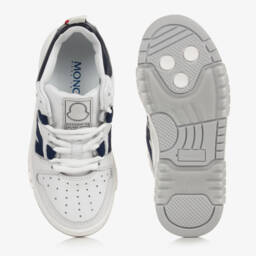 Moncler Enfant-حذاء رياضي بأربطة جلد لون أبيض | Childrensalon