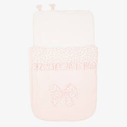 Monnalisa-Baby Girls Pink Cotton Floral Bow Nest (74cm) | Childrensalon