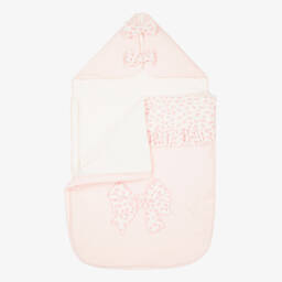 Monnalisa-Baby Girls Pink Cotton Floral Bow Nest (74cm) | Childrensalon