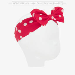 Monnalisa-Baby Girls Red Cotton Polka Dot Headband | Childrensalon