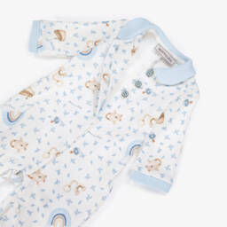 Monnalisa-Boys Ivory Teddy Bear & Rainbow Babygrow | Childrensalon