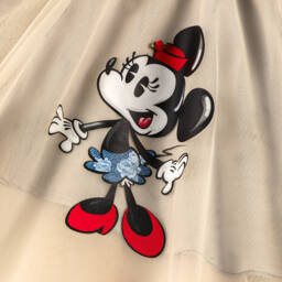 Monnalisa-Girls Beige Minnie Mouse Tulle Skirt | Childrensalon