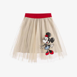 Monnalisa-Girls Beige Minnie Mouse Tulle Skirt | Childrensalon