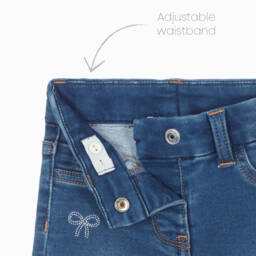 Monnalisa-Girls Blue Jeans with Glittery Bows  | Childrensalon