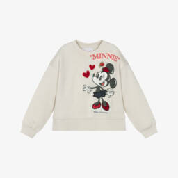Monnalisa-Свитшот кремовый блестящий хлопковый Минни Маус для девочек | Childrensalon