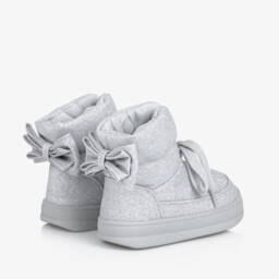 Monnalisa-Girls Glittery Silver Quilted Boots | Childrensalon