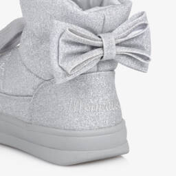 Monnalisa-Girls Glittery Silver Quilted Boots | Childrensalon