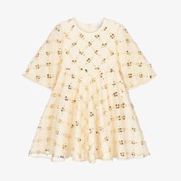 Monnalisa-فستان تول وترتر لون ذهبي للبنات | Childrensalon