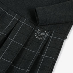 Monnalisa-Girls Grey Milano Jersey Dress with White Collar | Childrensalon