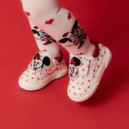 Monnalisa-Кроссовки кремовые из искусственной кожи Minnie Mouse для девочек | Childrensalon