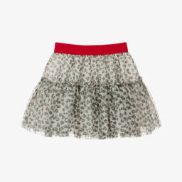 Monnalisa-Girls Ivory Leopard Print Tulle Skirt | Childrensalon