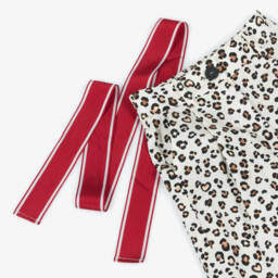 Monnalisa-Girls Ivory Leopard Print Twill Trousers | Childrensalon