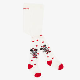 Monnalisa-Girls Ivory & Red Disney Minnie Mouse Tights | Childrensalon