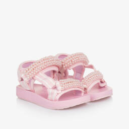 Monnalisa Girls Pink Pearl Sandals Childrensalon