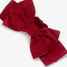 Monnalisa-Girls Red Satin Bow Headband | Childrensalon