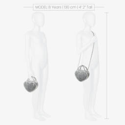 Monnalisa-Girls Silver Heart Faux Leather Handbag (18cm) | Childrensalon