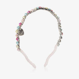Monnalisa-Girls Wavy Multicolour Beaded Hairband | Childrensalon