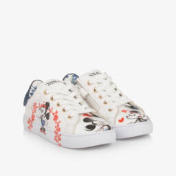 Monnalisa-Girls White Faux Leather Disney Trainers | Childrensalon