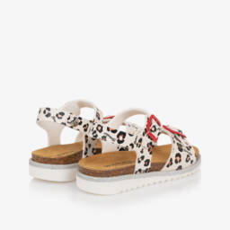 Monnalisa-Girls White Leopard Print Sandals | Childrensalon