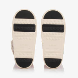 Moon Boot-Pink Faux Fur Trim Velcro Boots | Childrensalon