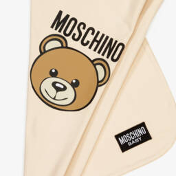Moschino-Beige Cotton Teddy Bear Blanket (70cm) | Childrensalon