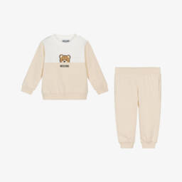Moschino-Beige Organic Cotton Tracksuit | Childrensalon