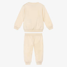 Moschino-Beige Teddy Bear Logo Cotton Jersey Tracksuit | Childrensalon