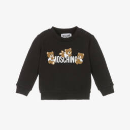 Black Cotton Playful Bear Baby Sweatshirt