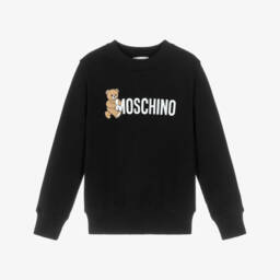 Moschino - Black Cotton Teddy Bear Logo Sweatshirt