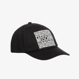 Moschino-Black Repeat Logo Cotton Twill Cap | Childrensalon