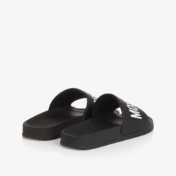 Moschino-شبشب سلايدر بشعار موسكينو لون أسود وأبيض | Childrensalon