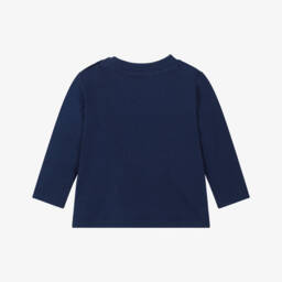 Moschino-Топ синий хлопковый с медвежонком и ярким логотипом | Childrensalon