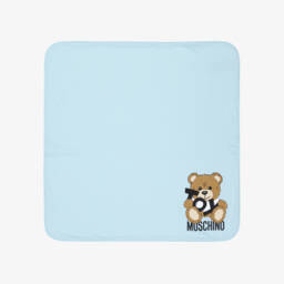 Moschino Blue Teddy Bear Logo Cotton Blanket (70cm) Childrensalon