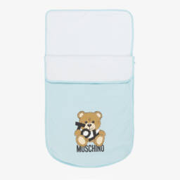 Moschino-Blue Teddy Bear Logo Cotton Nest (76cm) | Childrensalon