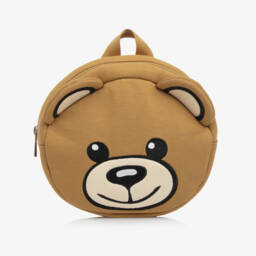 Moschino-Brown Jersey Teddy Bear Backpack (20cm) | Childrensalon