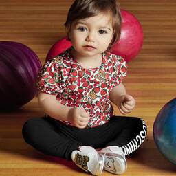 Moschino Baby-Girls Black Cotton Leggings | Childrensalon
