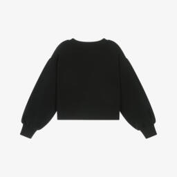 Moschino-Свитшот черный из хлопка с мишкой и сердцем для девочек | Childrensalon