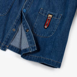 Moschino-Платье синее из денима с разноцветными кнопками для девочек | Childrensalon