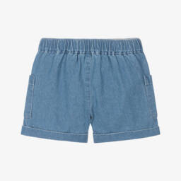 Moschino-Girls Blue Teddy Bear Chambray Shorts | Childrensalon