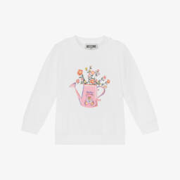 Moschino-Girls Ivory Cotton Floral Print Sweatshirt | Childrensalon