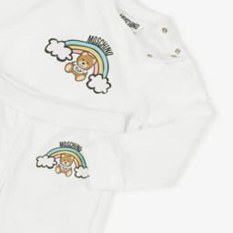 Moschino-Girls Ivory Rainbow Logo Cotton Tracksuit | Childrensalon