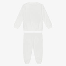 Moschino-Girls Ivory Rainbow Logo Cotton Tracksuit | Childrensalon