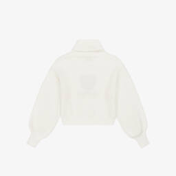 Moschino-Свитер кремовый трикотажный с мишкой и воротником для девочек | Childrensalon