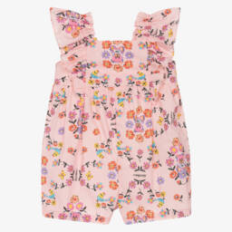 Moschino-Girls Pink Cotton Floral Playsuit | Childrensalon