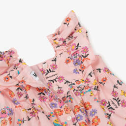 Moschino-Girls Pink Cotton Floral Playsuit | Childrensalon